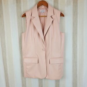 Steve Madden Longline Sleeveless Blazer Pink Size Medium‎ Faux Leather Vest